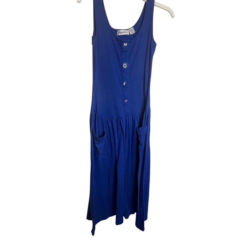 Eileen & Co Blue Jumper Dress Pockets 90s Small Cotton